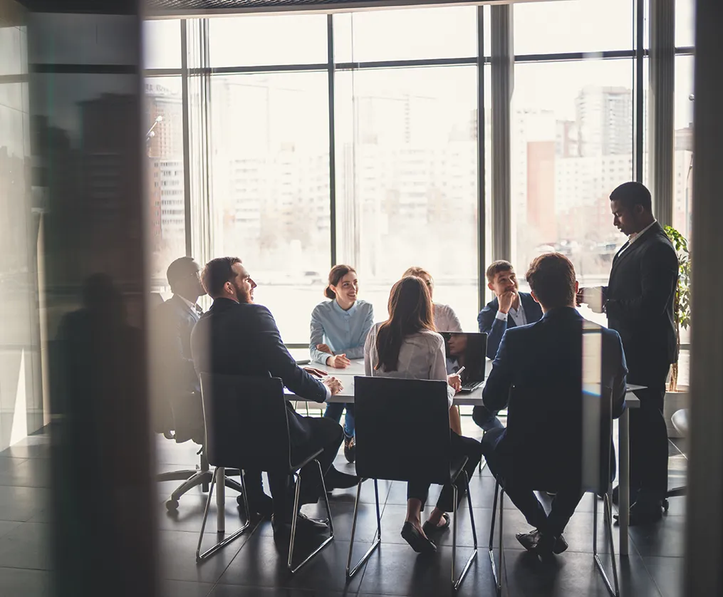 team meeting in an office